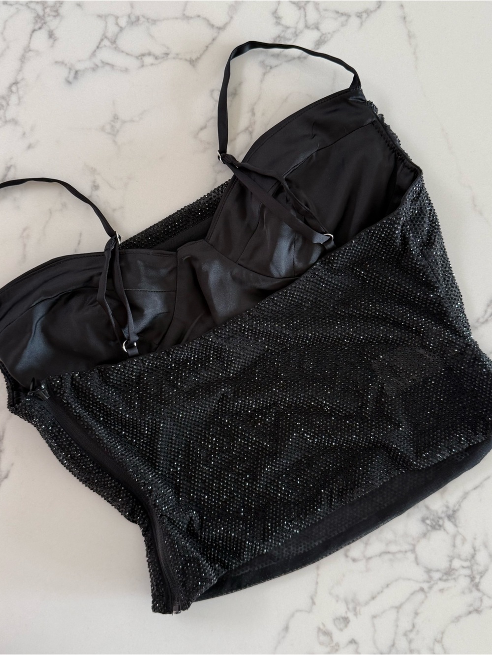 Oh Polly Armelia Embellished Peekaboo Cowl-Neck Top - Black - Size 4 - Picture 3 of 5